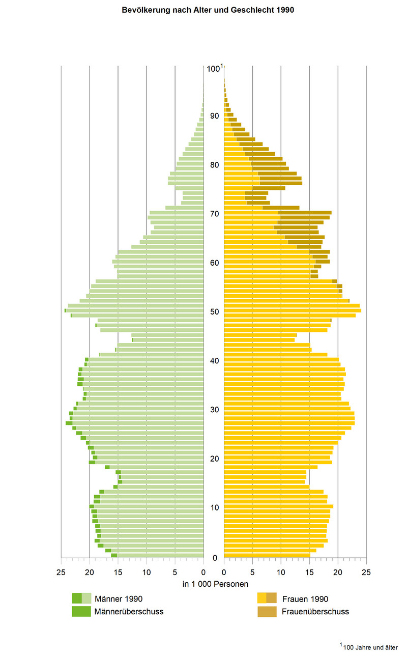 Bevölkerung nach Alter und Geschlecht 1990 Bevölkerung nach Alter und Geschlecht 1990