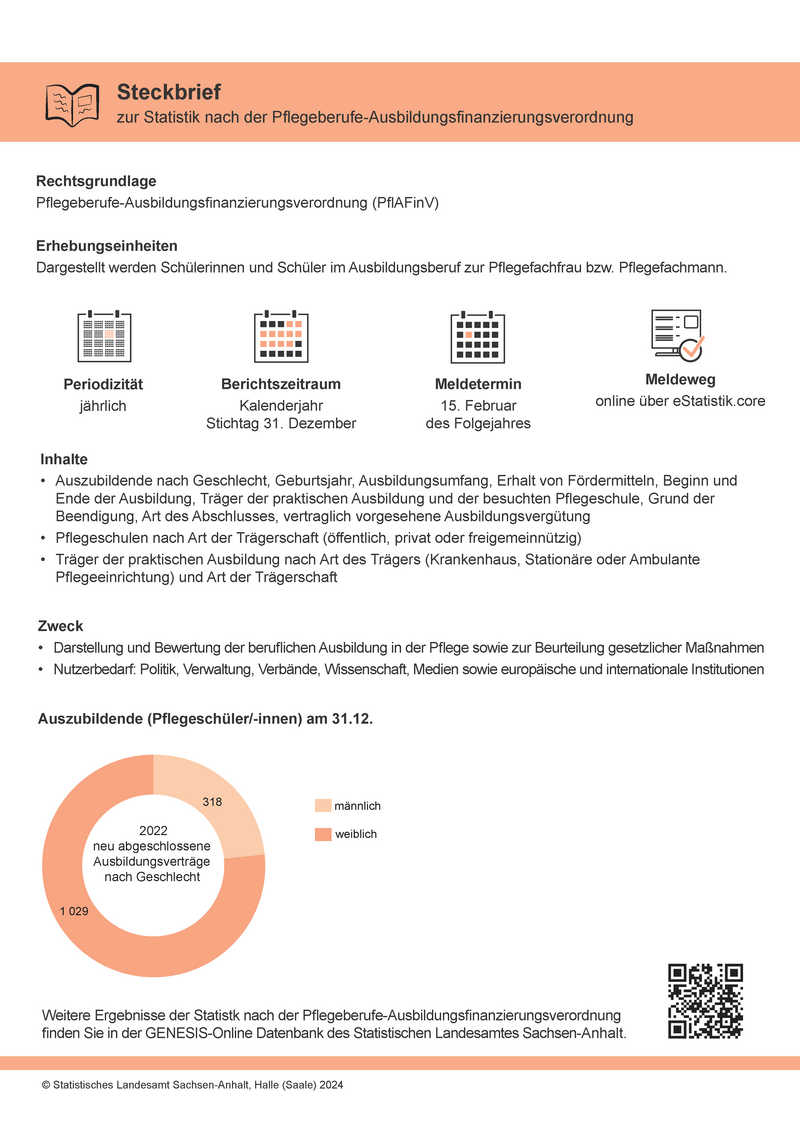 Abbildung Steckbrief zur Statistik nach der Pflegeberufe-Ausbildungsfinanzierungsverordnung